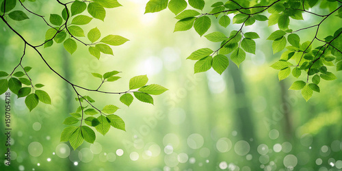 Green bokeh background from nature forest 
background