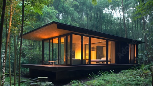 Bamboo retreat cabin deep in a Southeast Asian jungle