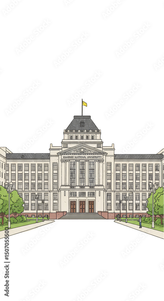 Fototapeta premium Illustration Of A Building Architecture With Transparent Background