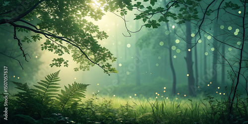 Green bokeh background from nature forest 
background
