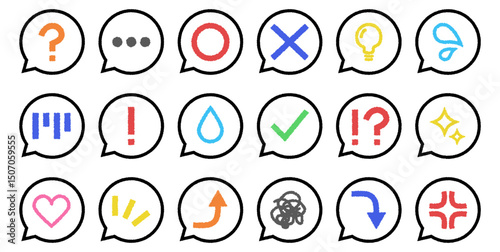 手書き風のシンプルな感情表現アイコンセット