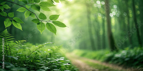 Green bokeh background from nature forest 
background