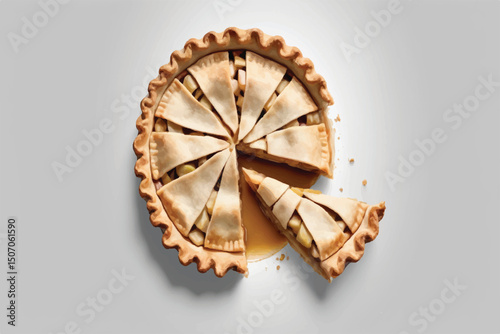 Piece of tasty apple pie isolated on transparent background