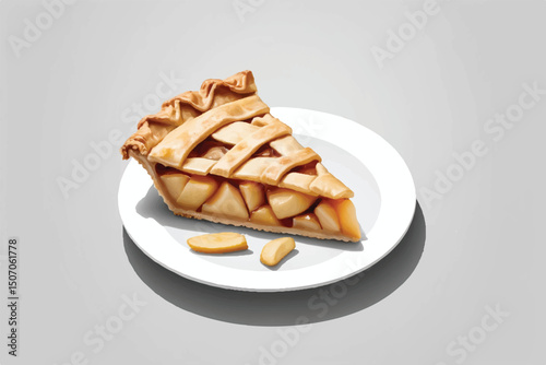 Piece of tasty apple pie isolated on transparent background