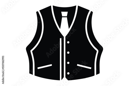Formal Black Vest and Tie Icon Elegant Menswear Symbol for Events and Style