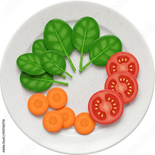 Plate with vegetables representing a healthy meal or vegan diet.