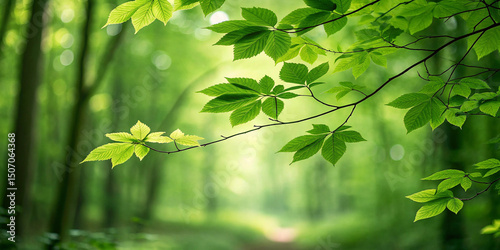 Green bokeh background from nature forest 
background