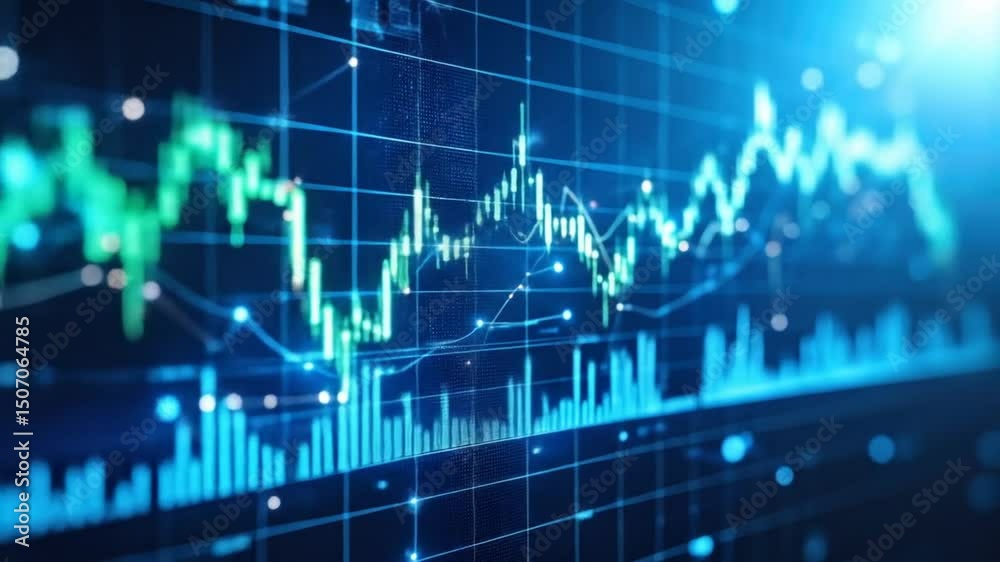 Financial Stock Market Data Analysis Background with Glowing Charts and Graphs Financial Stock Market Data Analysis Background with Glowing Charts and Graphs