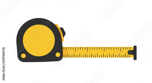 Measuring tape placed on a table displaying clear measurement markings and yellow accents for easy visibility and use in various projects