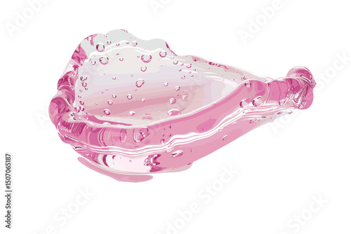 Pink dishwashing liquid, detergent puddle isolated on white background