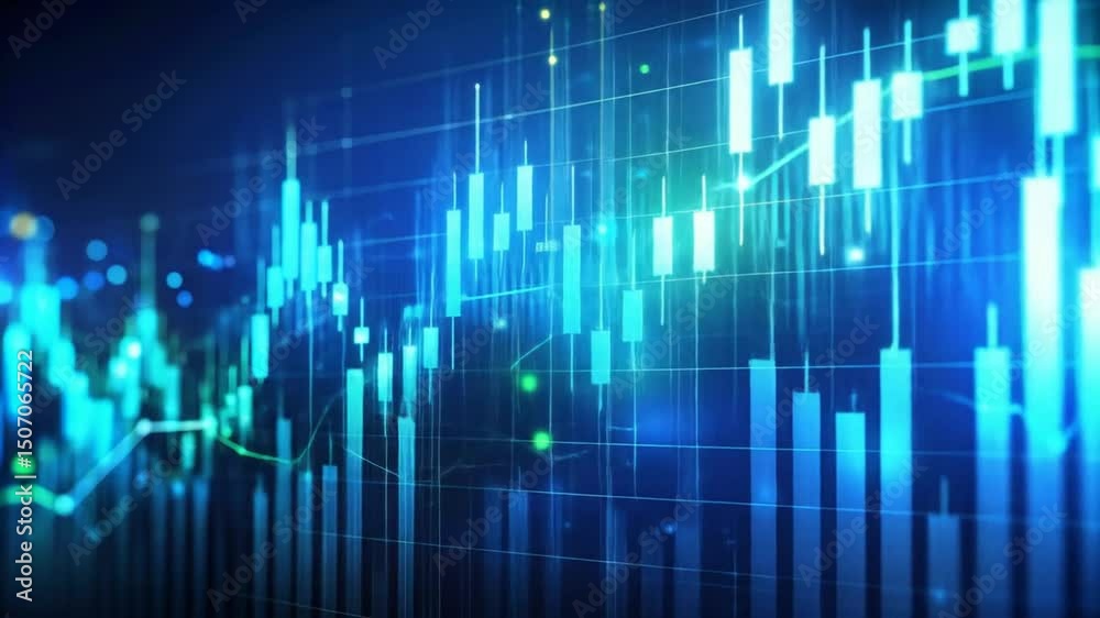 Abstract financial chart with upward trend on blue background, stock market data Abstract financial chart with upward trend on blue background, stock market data