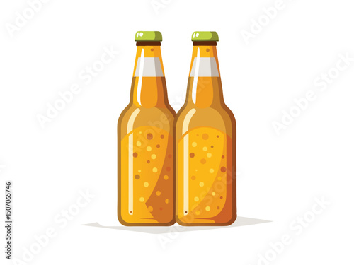 Two beer bottles illustration isolated on white background
