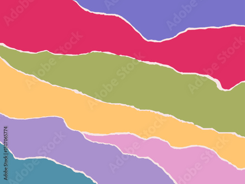 colorful ripped paper background design - purple, pink, green, yellow
