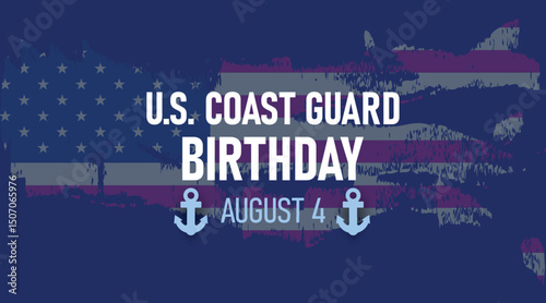 Coast Guard Birthday Poster with Grunge Flag Texture and Navy Typography
