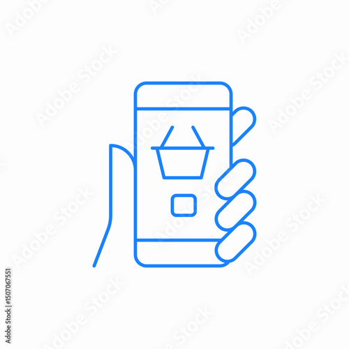 mobile shopping hand icon sign vector