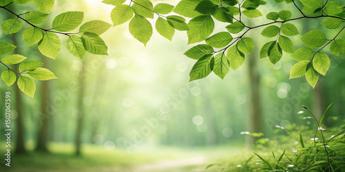 Green bokeh background from nature forest 
background