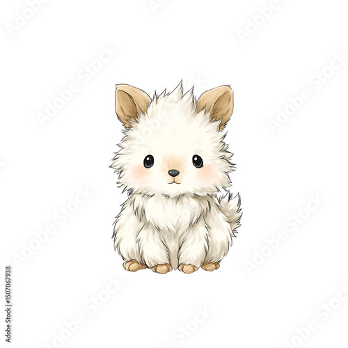Cute cartoon chibi animal, painting illustration