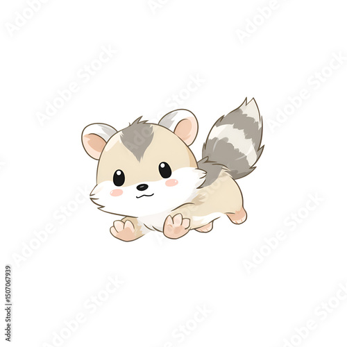 Cute cartoon chibi animal, painting illustration