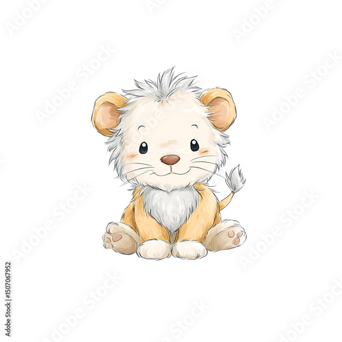 Cute cartoon chibi animal, painting illustration