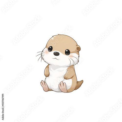 Cute cartoon chibi animal, painting illustration