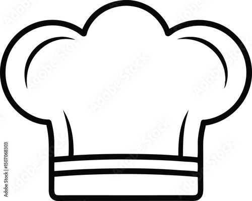 Simple monochrome chef hat shows traditional culinary symbol with transparent background