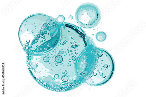 Transparent blue bubbles, 3d rendering. 3D illustration.
