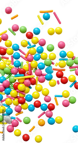 Isolated Transparent Background with Sweet Colorful Sprinkles Decorating