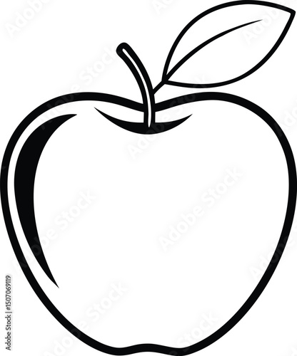 An apple line art conveys a minimal style on a transparent background effectively
