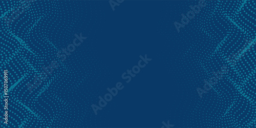Dark blue halftone dotted abstract background, big data pattern, technology or futuristic visualization, waveform dot texture, music backdrop. ,Beautiful movement with glowing blurred particles.