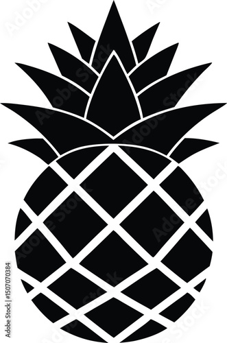 A single black pineapple with distinct diamond pattern appears against transparent background