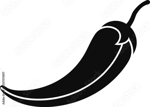 Isolated black jalapeno silhouette presents a simple, yet bold design on a transparent background