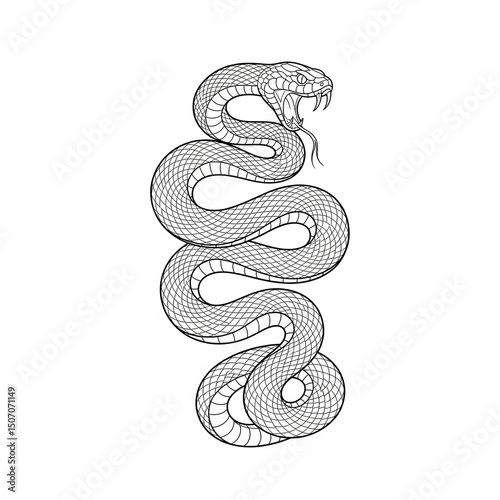 Sketch of tattoo on white background. snake