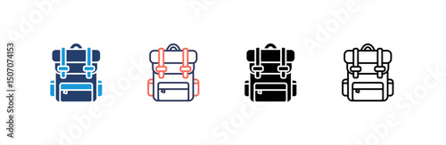 Backpack icon set multiple style collection