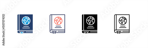 Guide Book icon set multiple style collection