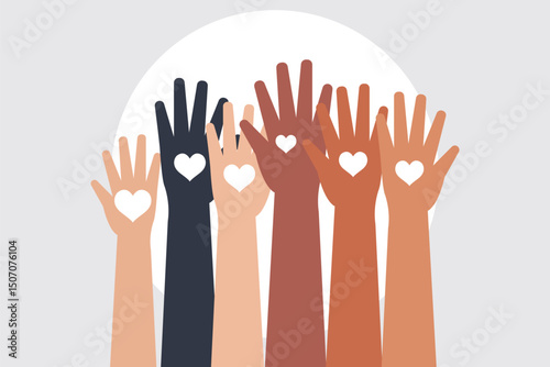 series of silhouetted hands raised high in unison icon vector illustration on Transparent Background. EPS 10