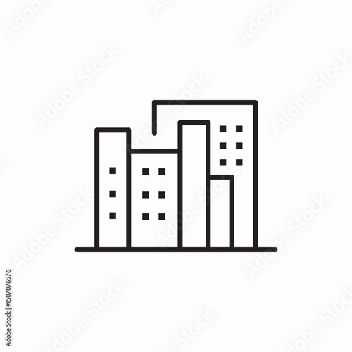 Downtown business district buildings icon vector sign
