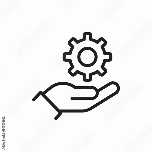 Hand gear service support icon vector sign
