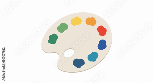 Colorful artist palette showcasing various paint colors arranged in a circular pattern for creative work