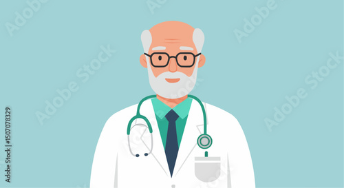 illustration of old doctor