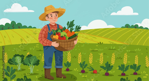 Smiling man gardener  in a summer flower garden