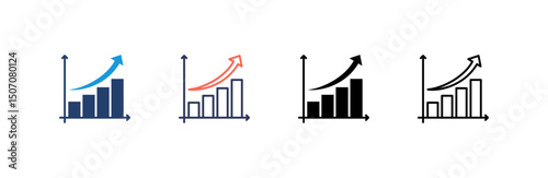 Bar Chart Icon set multiple style collection