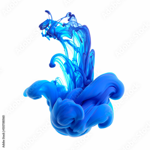 dynamic blue ink dispersion in water isolated