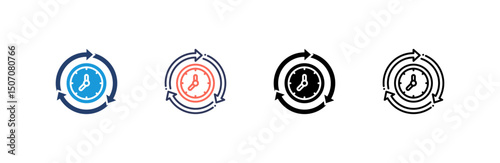 Time Icon set multiple style collection