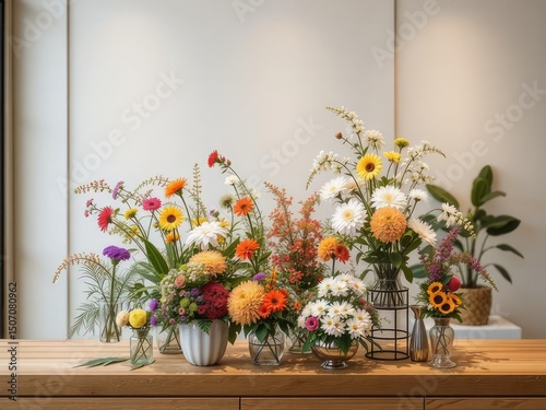 Elegant Home Decor with Blossoming Flowers and a Clean Slate