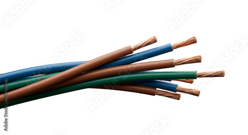 Isolated Wires Cables In Blue Green Brown On Transparent Background
