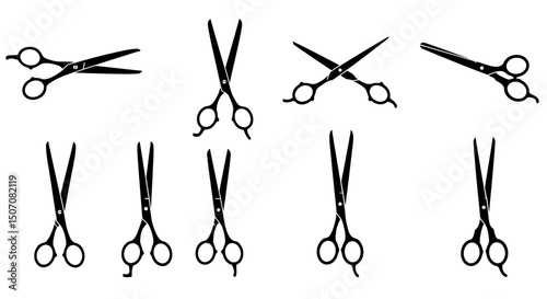 set of silhouettes of scissors