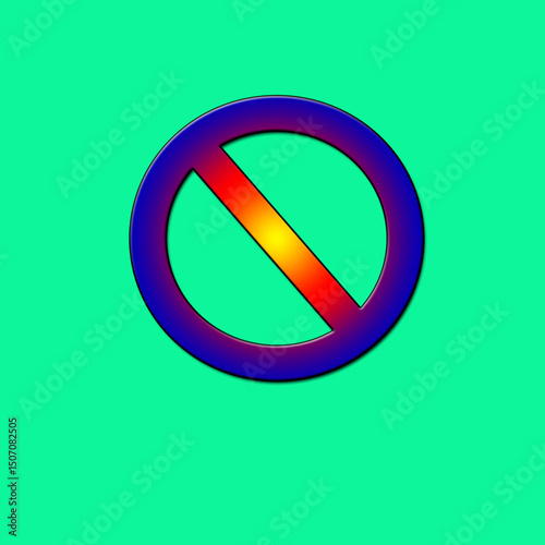 Prohibition Sign - No Symbol in Gradient Red and Blue on Green Background | Ban, Restriction, Warning for Web Design, UI, Advertising