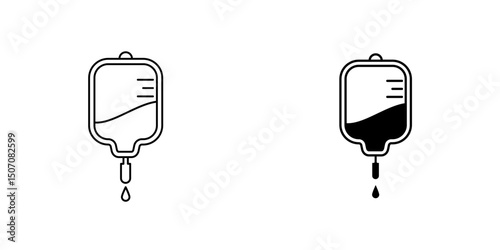 infuse icon in trendy flat style, blood bag icon, iv bag, intravenous bag, Filled and Outlined set