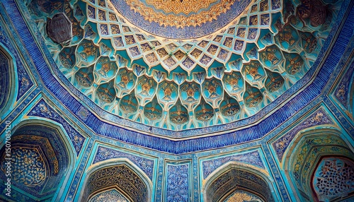 geometric decoration of islamic architecture samarkand uzbekistan