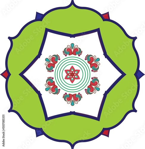 Colorful textured Om/Aum sanskrit symbol, isolated. Decorative pattern in oriental style with the ancient photo